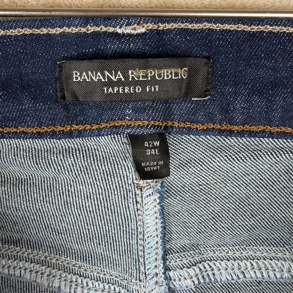 Banana Republic Tapered Fit Jeans Mens 42x34 Dark Wash Indigo Stretch Denim